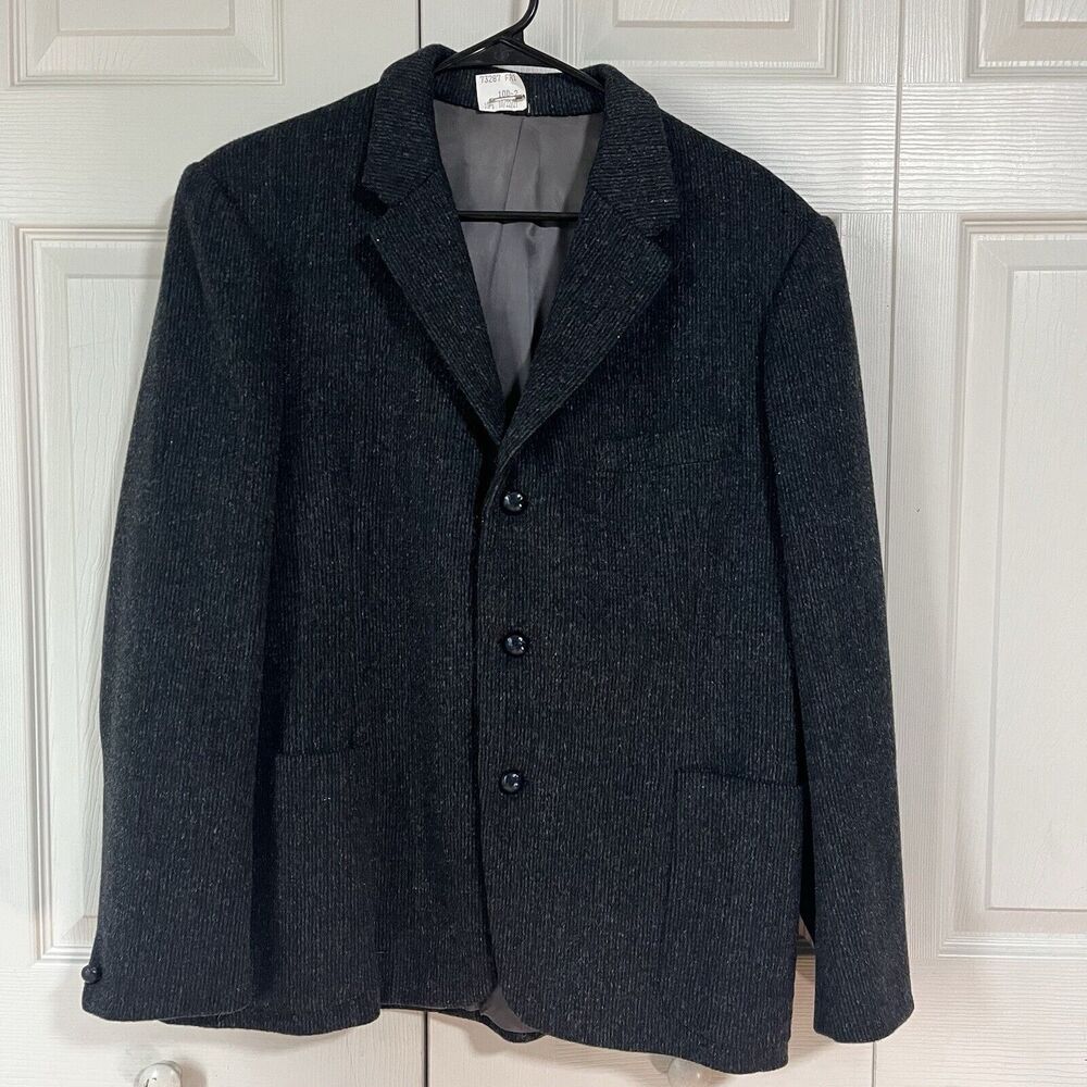 Santos Mens 1950/60s Vintage 3 Button Wool Blazer Sport Coat Dark Gray S40